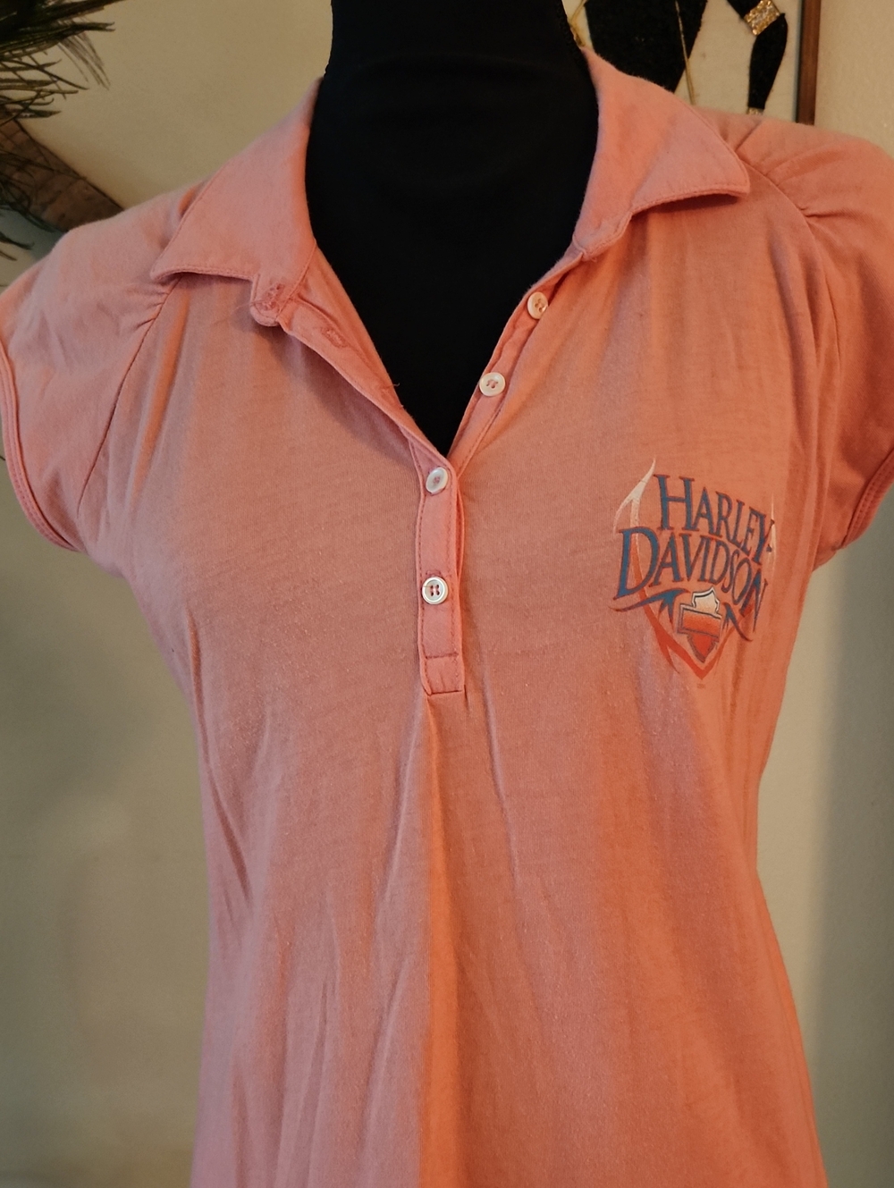 Harley-Davidson Peach-Pink Short Sleeve Polo Tee